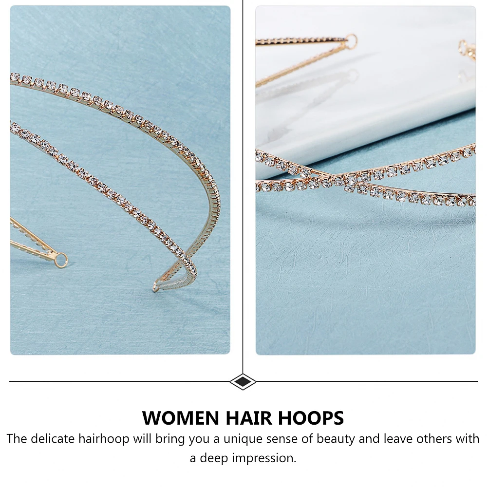 

Rhinestone Headband Women Hair Hoops Wedding Hairbands Bridal Accessories Prom Pageants Parties Thin Bands Outdoor Headdress