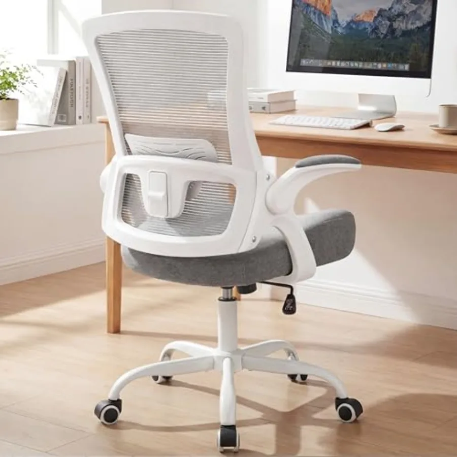 

Office Chair High Back Desk Mesh Chair Comfy Computer Gaming Seat with Adjustable Ergonomic Lumbar Rolling Flip-up Armrests and