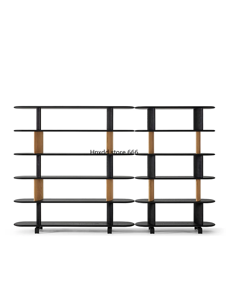 Living room floor-to-wall storage black bookshelf