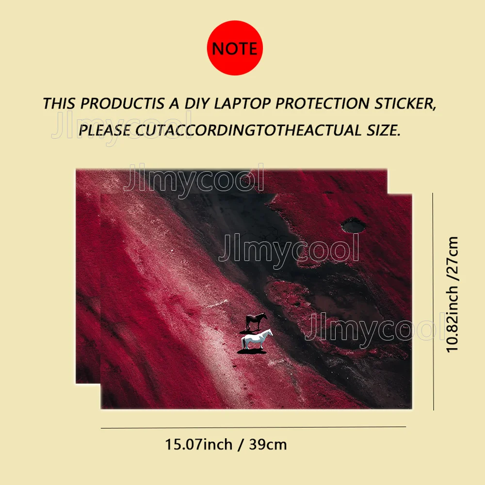 Red Black Marble Texture Two Horses Laptop Skin Sticker Scratch Resistant Bubble Free Vinyl Decal Notebook Cover Decor Accessory