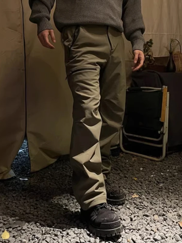 Celana Mendaki Gunung Luar Ruangan Thi Berlapis Fce Amerika Retro Celana Panjang Kasual Olahraga Ski Pakaian Kerja Musim Dingin Pria