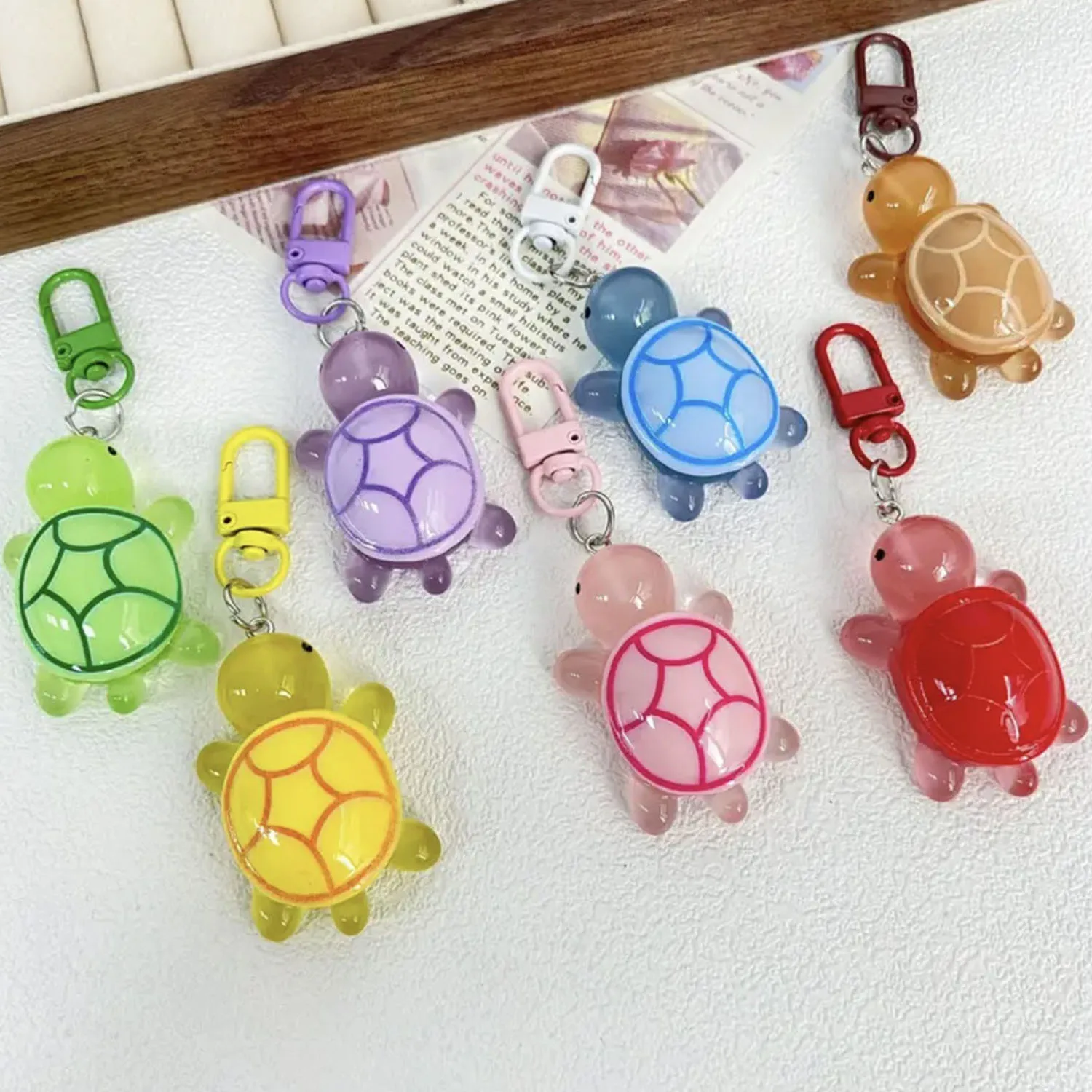 1/5PCS Cute Glow in The Dark Turtle Keychain For Women Backpack Pendant Colorful Tortoise Keyring Student DIY Accessories Gift