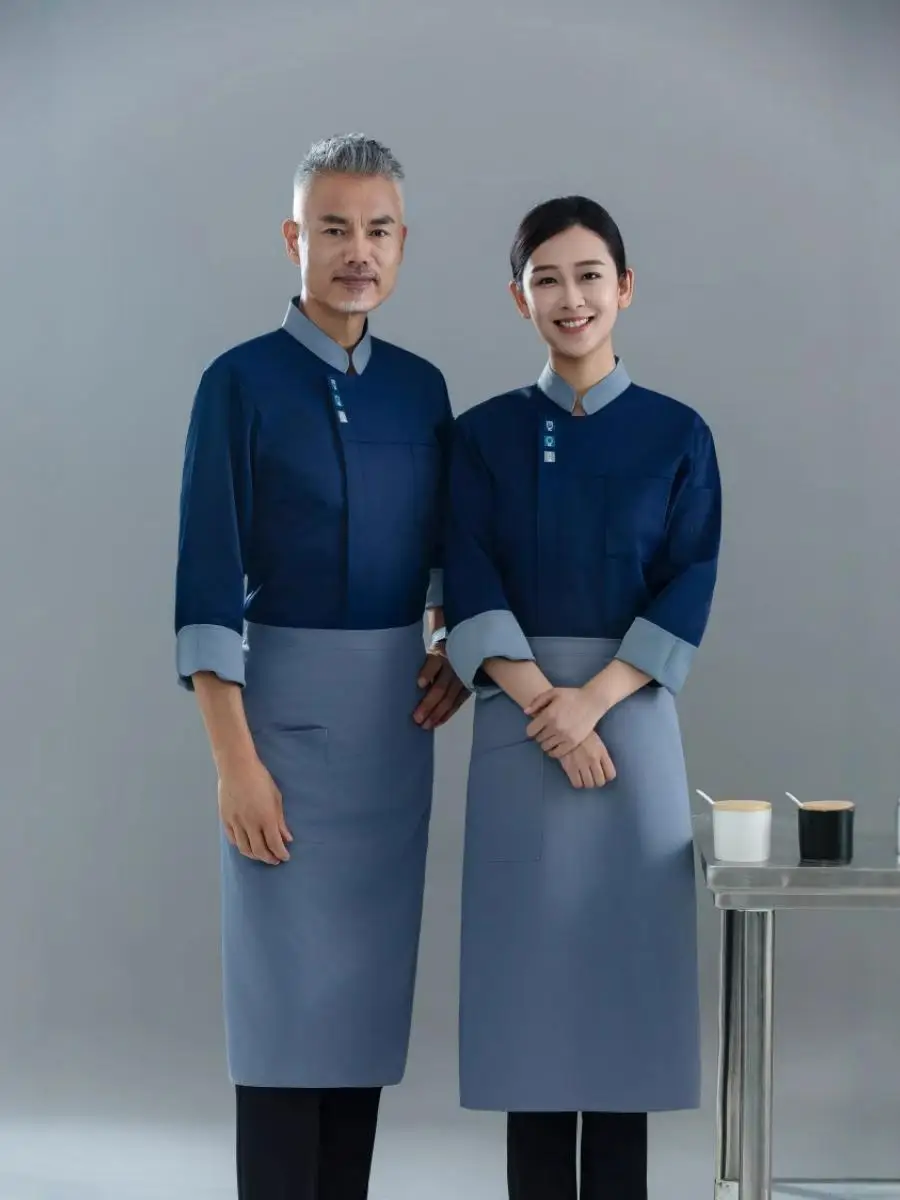 

Мужская и женская униформа для поваров с длинным рукавом, белая, для кухни, осенне-зимняя, для ресторанов, отелей, общепита