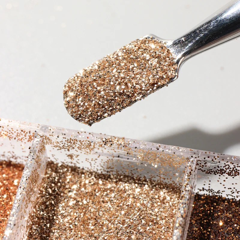 Brillo de uñas marrón café brillante, polvo de azúcar fino, copos de pigmento cromado brillante, diseños de uñas para Otoño e Invierno, accesorios de decoración