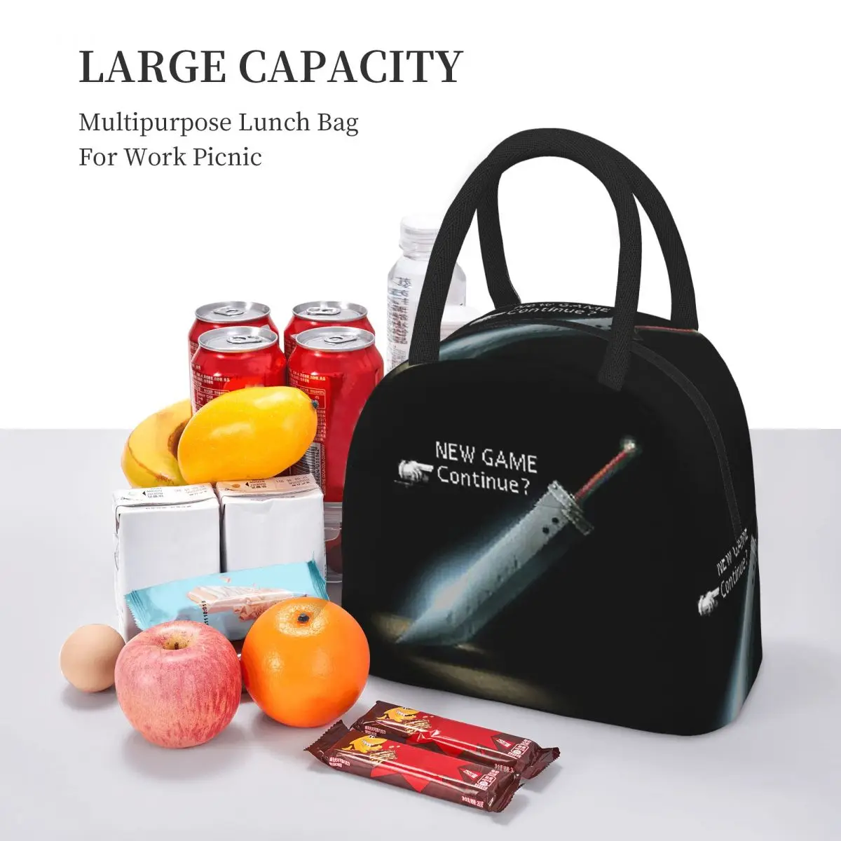 حقيبة غداء معزولة من فاينل فانتسي للنساء والأطفال، صناديق طعام مقاومة للتسرب، حقيبة غداء حرارية