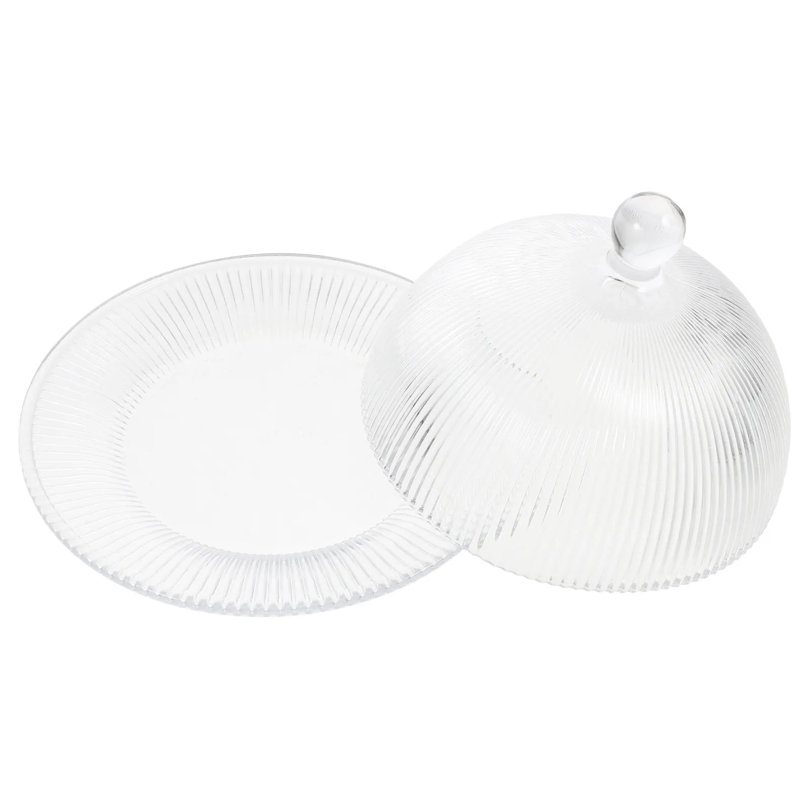 

Набор: Подставка для торта с купольным стеклянным защитным колпаком, тарелка для торта, крышка для хранения продуктов, поднос для десертов с ручкой