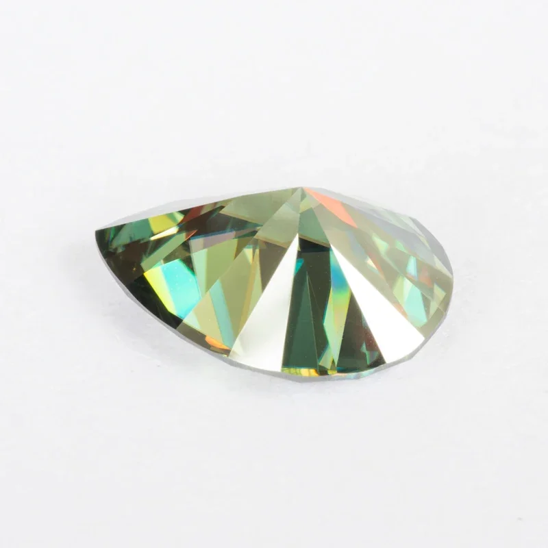 Moissanite Stone Pear Cut Yellow Green Natural Color for Charms Jewelry Make DIY Ring Necklace Earrings Materials Certificate