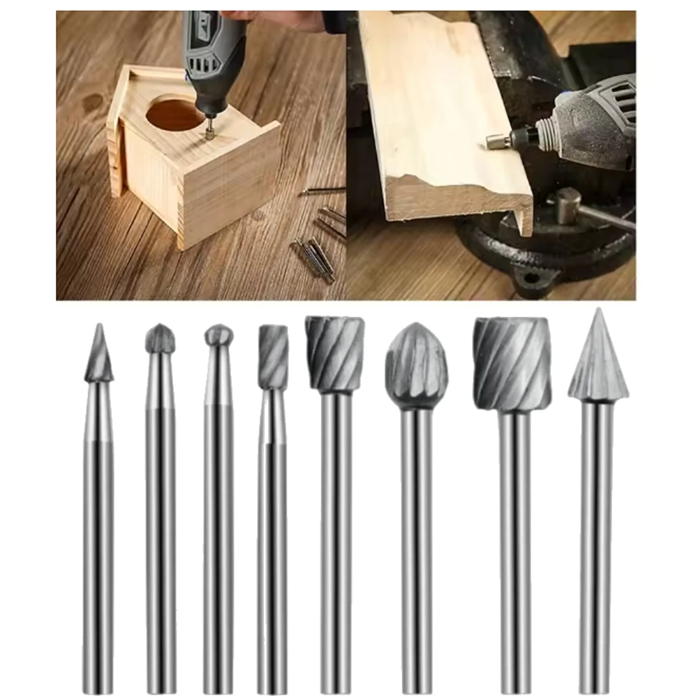10-częściowy zestaw frezów rotacyjnych HSS pasujących do Dremela, pilników do drewna, zestaw wierteł