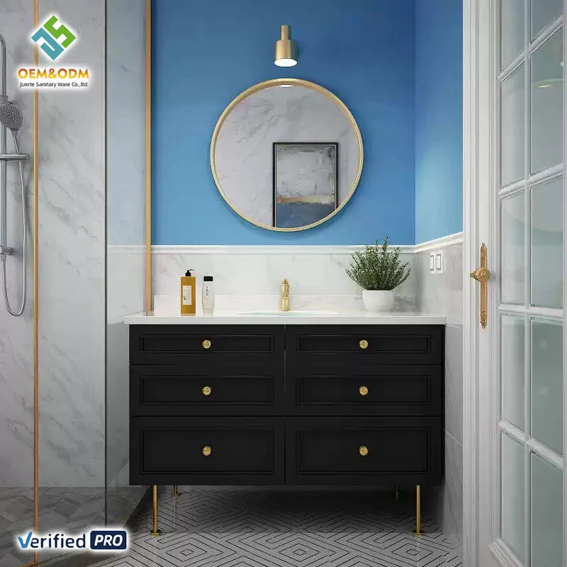 2026  Modern Solid Wood Bathroom Vanity Set with Copper Drainer Mirror Sink Faucet Cabinet for Bedroom & Dining