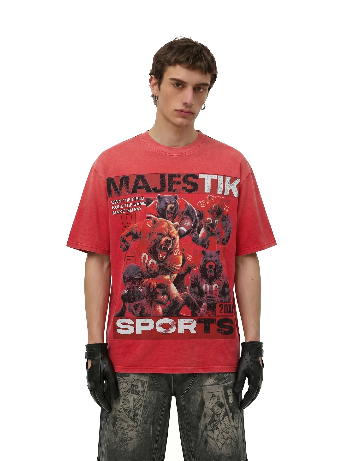 

BETEBULE American High Street Printed Short Sleeve T-Shirt Men Summer Design Loose Half Sleeve Top Youth Fashion Breathable S...
