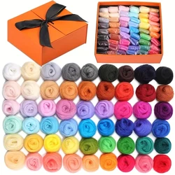 1set 54 Colors Fiber Wool Yarn, Fiber Wool Yarn Roving, Spinning Wool Roving For Needle Felting, DIY Hand Spinning, Needle Felti
