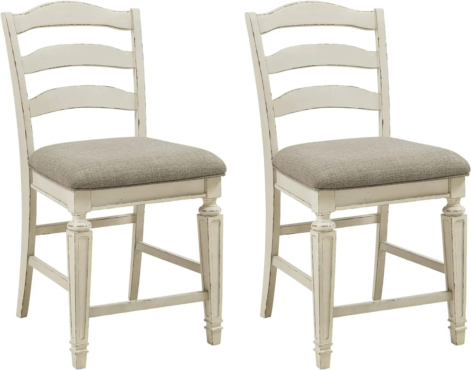 by Ashley Realyn French Country 24.13" Counter Height Upholstered Barstool, 2 Count, Chipped White