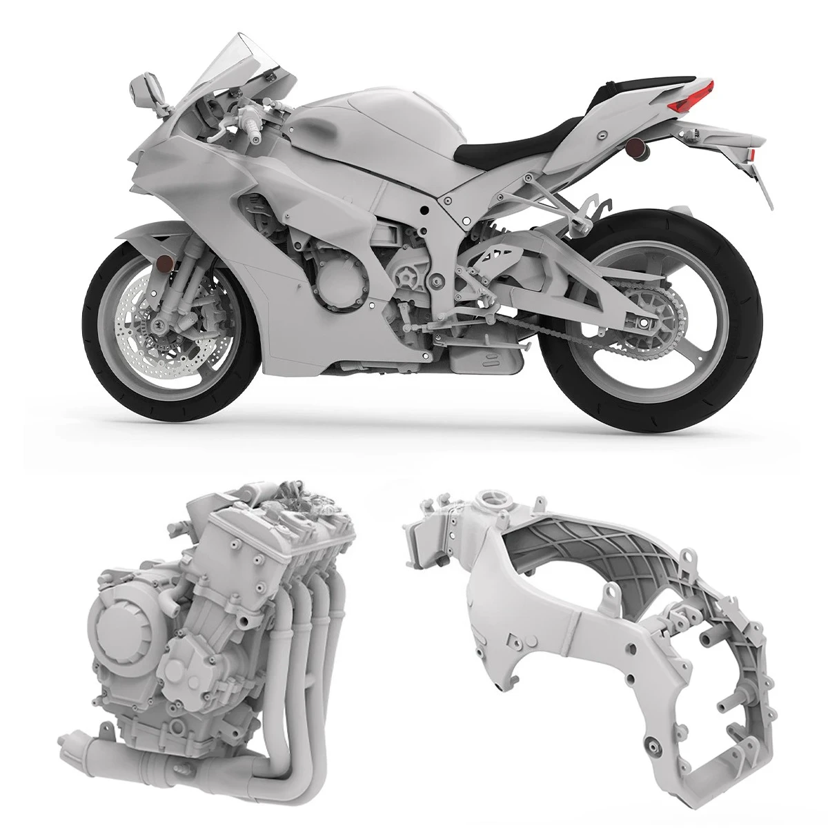 Track Racing Kawasaki Ninja ZX-10R Supersport Motorcycle 1/9 Scale Model MENG MT-007 Plastic Assembly Diorama Kit