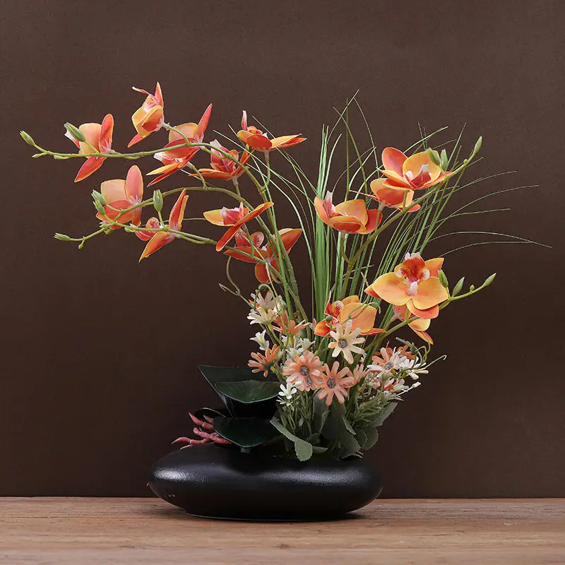 

Porcelain Vase Butterfly Orchid High-end Artificial Flower Potted Plants Fake Flower Luxury Living Room Hotel Desktop Decoration