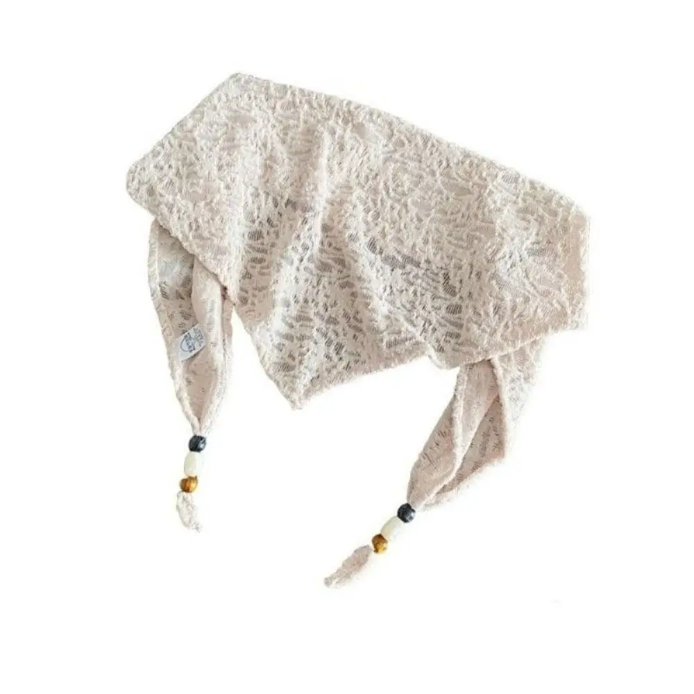 

Polyester Thin Beads Hair Scarf Thin Beads Triangular Shape Vintage Hair Scarf Lace Material Retro Hair Scarf Girls Wear