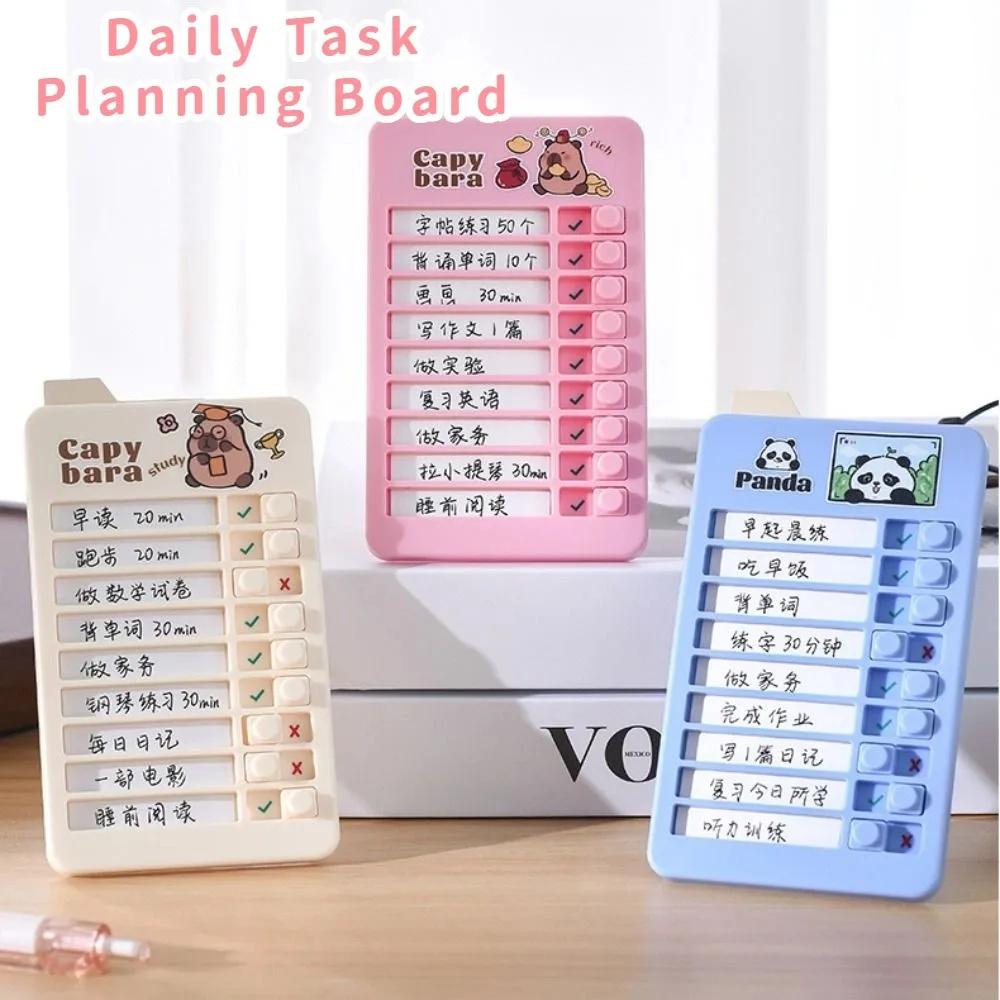 

Detachable Good Habit Punch Card Capybara Panda Daily Task Planning Board Cartoon Efficient Self-discipline Punch Card Children