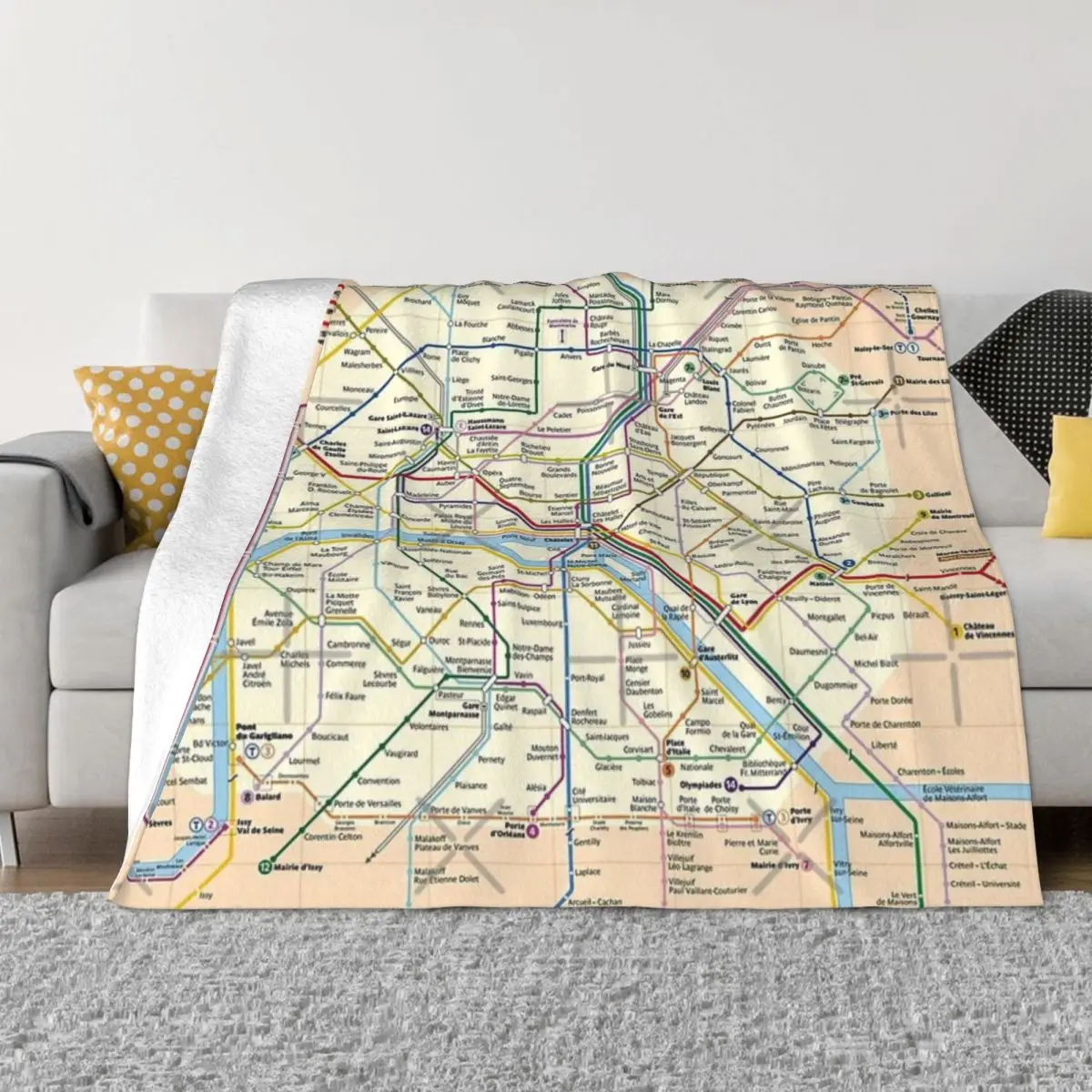 Paris METRO Map Four Seasons Universal Blanket Campsites Can Be Covered Halloween Gifts