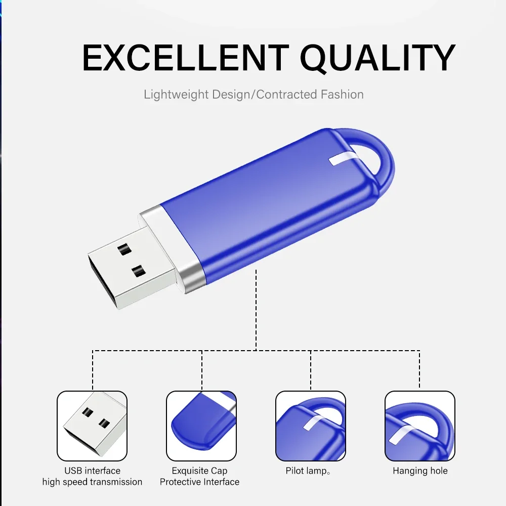 Colorful USB Flash Drive 64GB Plastic Box Pen Drive 32GB Creative Business Gifts Memory Stick 128GB 16GB 8GB 4GB 128MB Pendrive