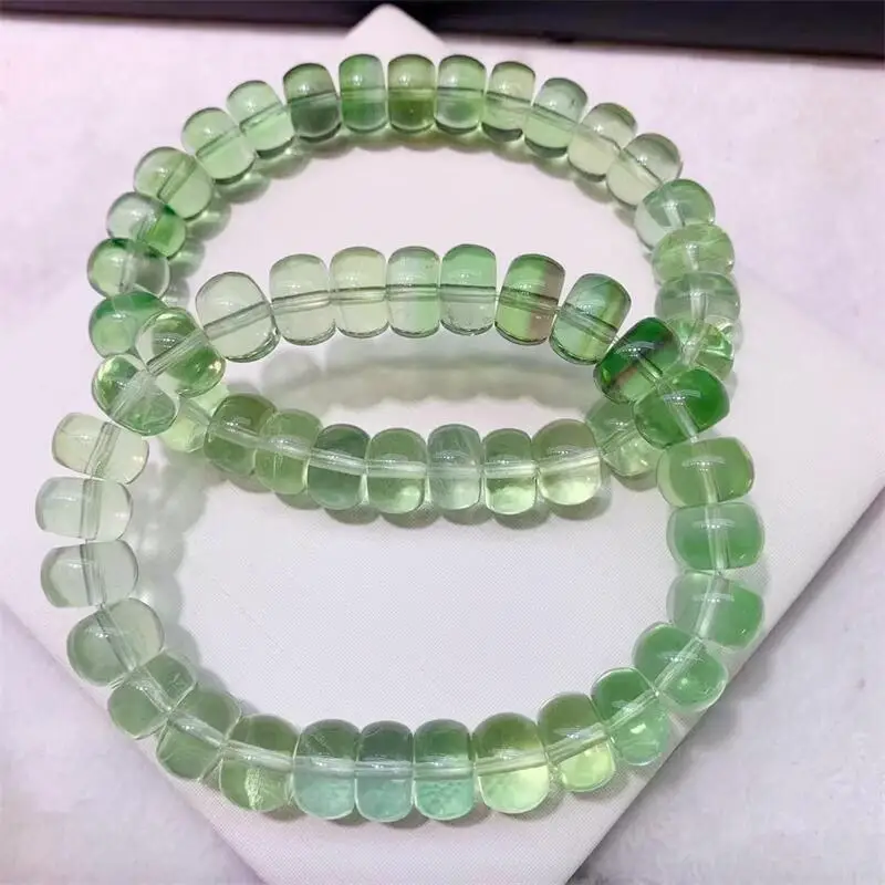 10MM Natural Green Fluorite Wheel Bead Bracelet Women Fashion Reiki Healing Crystal Energy Gemstone Gift 1PCS