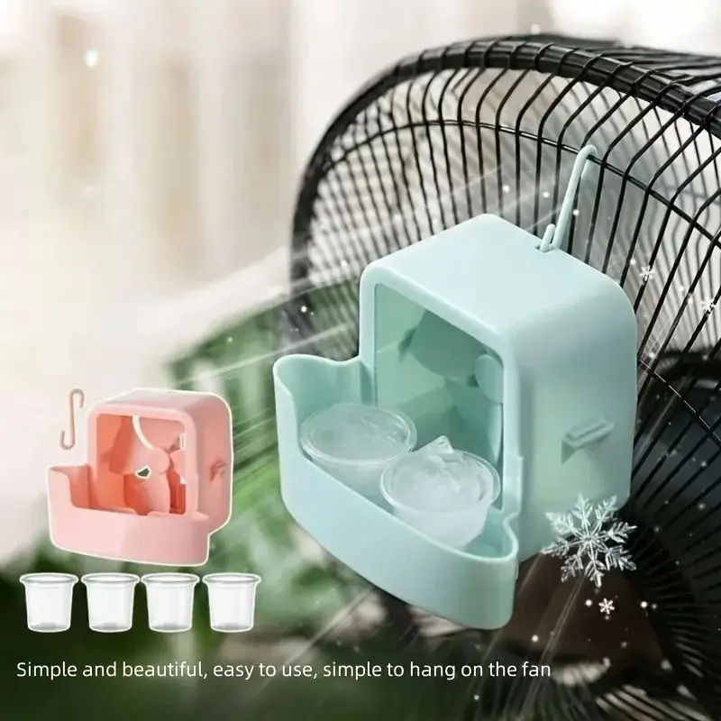 Elektrischer Ventilator-Kühlbox, tragbarer Bodenventilator, nicht perforierte Ventilatorbox, hängender Eiskühler mit Aufhängehaken und 4 Bechern