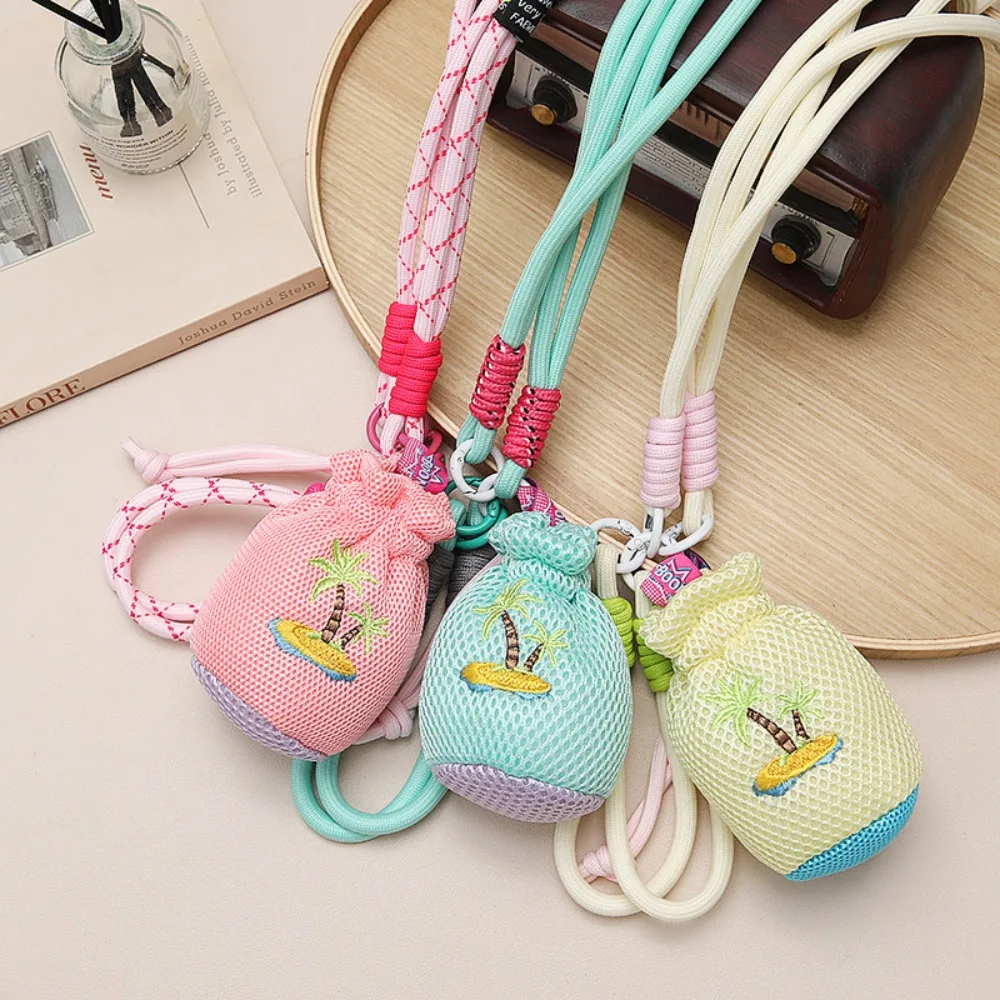 

Mesh Pouch Crossbody Headphone Bag Neck Hanging with Lanyard Lanyard Lipstick Bag Multifunctional Dopamine Small Coin Purse
