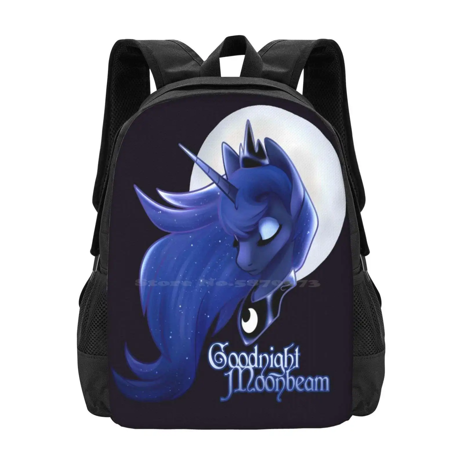 Bolsas escolares Moonbeam, mochila de viaje para ordenador portátil, Princess Luna Mlp My Little Goodnight Moonbeam Lunar sleeping