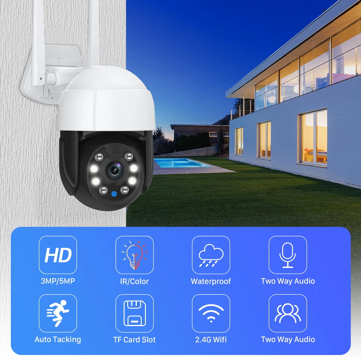 Tuya 5MP PTZ Camera Outdoor WIFI 5X Digital Zoom CCTV IP Camera AI Human Detection Security Camera Surveillance Smart Life Home