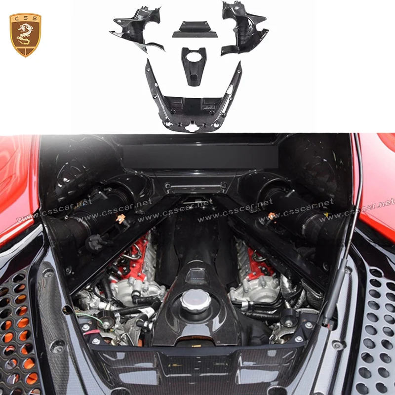For Ferrari SF90 Stradale 2020-2026 Car Engine Hood Compartment Trims OEM Replacement Dry Carbon Inner Engine Bay Side Panel Kit