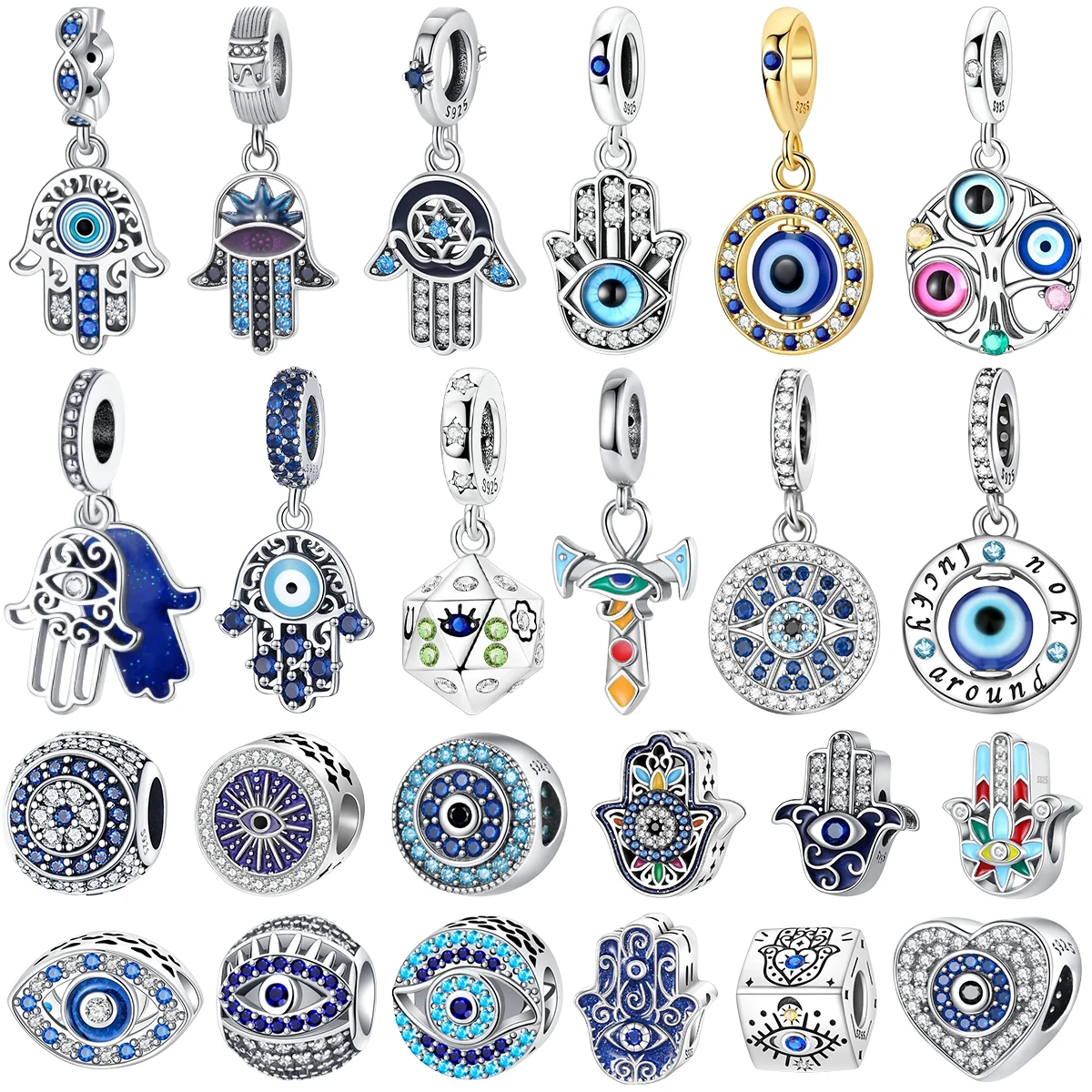 Evil Eye Bracelet - Srebrne zawieszki próby 925 z motywem
