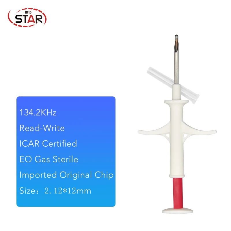 90pcs 2.12x12mm FDX-B Microchips 134.2KHz Animal Chip Microchip Veterinary Pet Syringe RFID Injector Animal Transponder Pet Tag