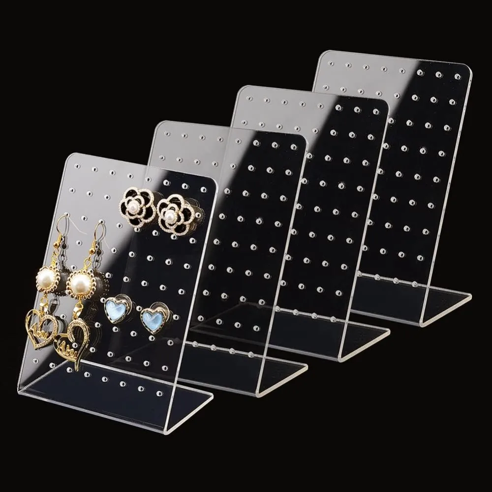 4 Pack 72 Holes Acrylic Earring Holder Organizer Ear Studs Jewelry Storage Display Rack Showcase Earrings Display making kit