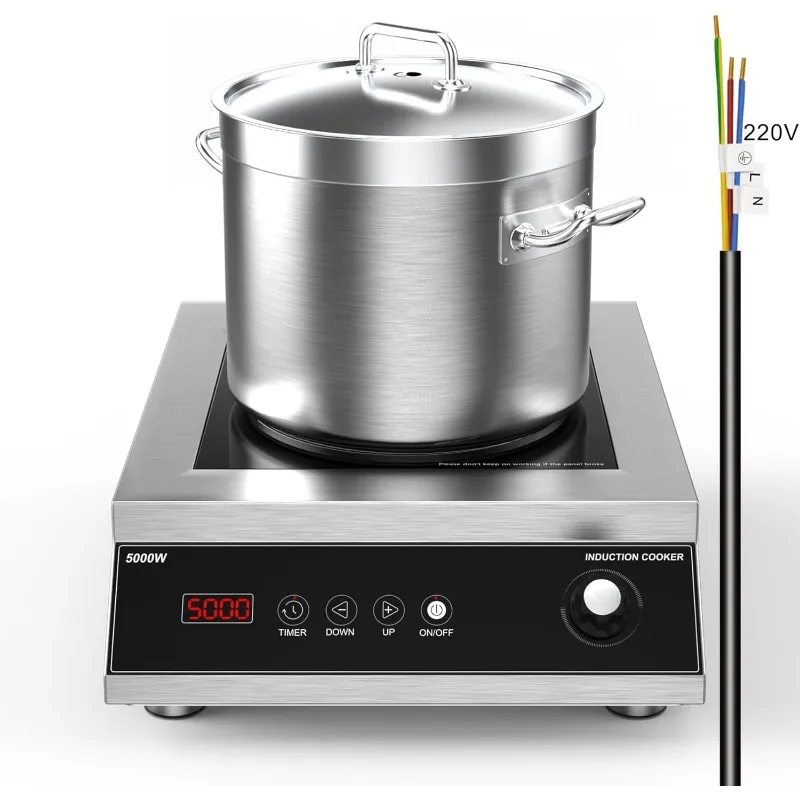 

Induction Cooktop, 5000W Hot Plate with LCD Touch and Knob control 4 Hours Timer, 16 Power Levels,Auto-Shut-Off,220-240V