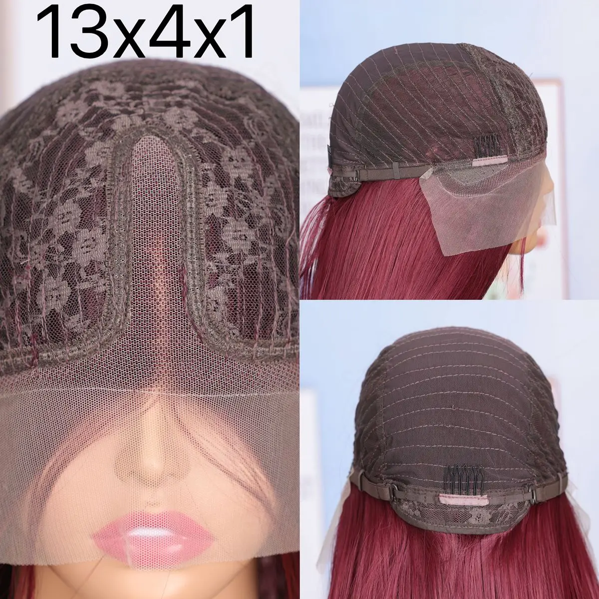 Soft 13X4X1 HD Lace Front Wig Synthetic Body Wave Prepluck Hairline Glueless Wigs 99J Burgundy 613 Honey Blonde Ginger Color