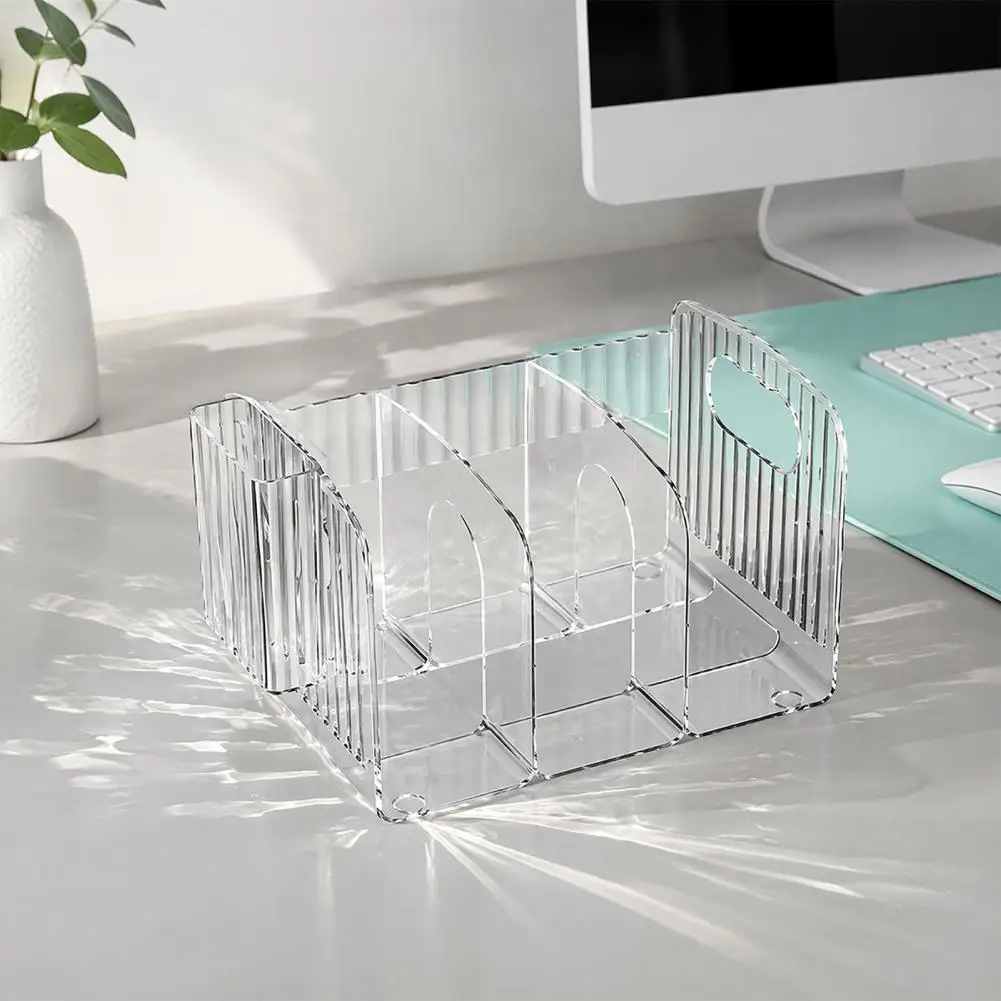 Book Organizer for Desk Organizer for Dvds Video Games Magazine Holder with 3-compartment Desk Organizer Vertical Bookend File