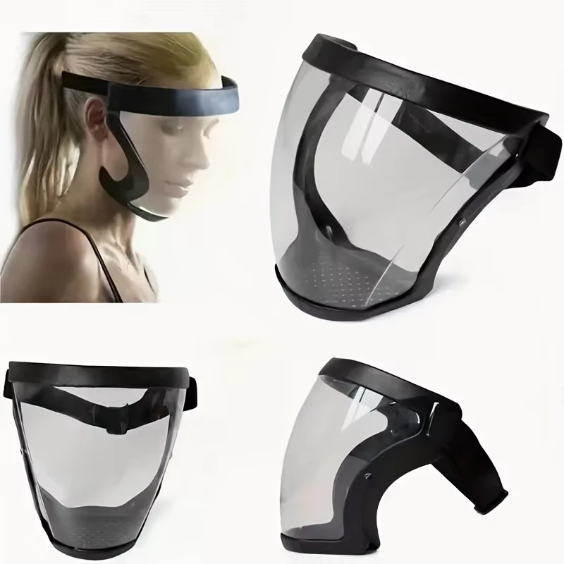 Reusable and Heat Resistant Facial Shield for Safety in Work Out Full Face Transparent Protection Mask with Adjustable Buckle