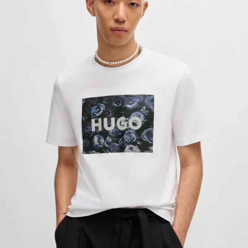 Fashion short sleeve T-shirt men and women  hot sale tide brand American high street  hugo Casual Fashion Oversized T-shirt