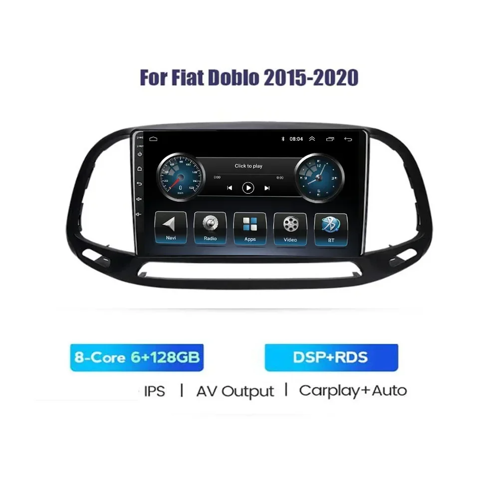 Car Radio GPS Android 13 Multimedia Video Player Auto Stereo Audio For FIAT Doblo 2015-2050 Carplay NO DVD