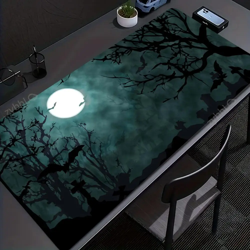 

Коврик для мыши с ночным видением луны, большой игровой аксессуар, резиновый длинный коврик для стола XXL, HD, нескользящий коврик для компьютерной клавиатуры, длинный коврик для мыши для ноутбука