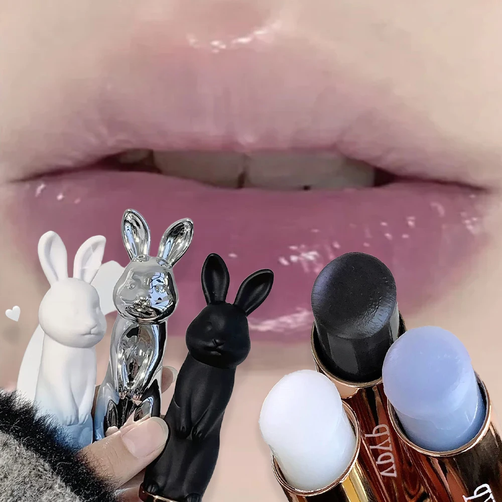 Rabbit Moisturizing Lip Balm Purple Rose Tint Crystal Jelly Colored Anti-chapped Lip Care Smoothens LipLines Base Clear Lipstick
