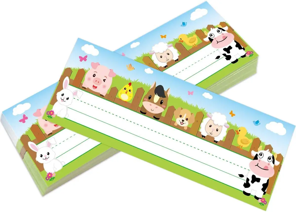 

36 Pack Farm Animal Name Plates for Classroom Desk Decoration, Primary Students Back to School Name Tags with Writing Area