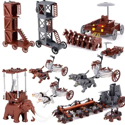 MOC Medieval Dwarf Boar Goat Knight Animal Building Blocks Rome Spartacus Soldier Elephant Chariot Weapons Lord Bricks kids Toys