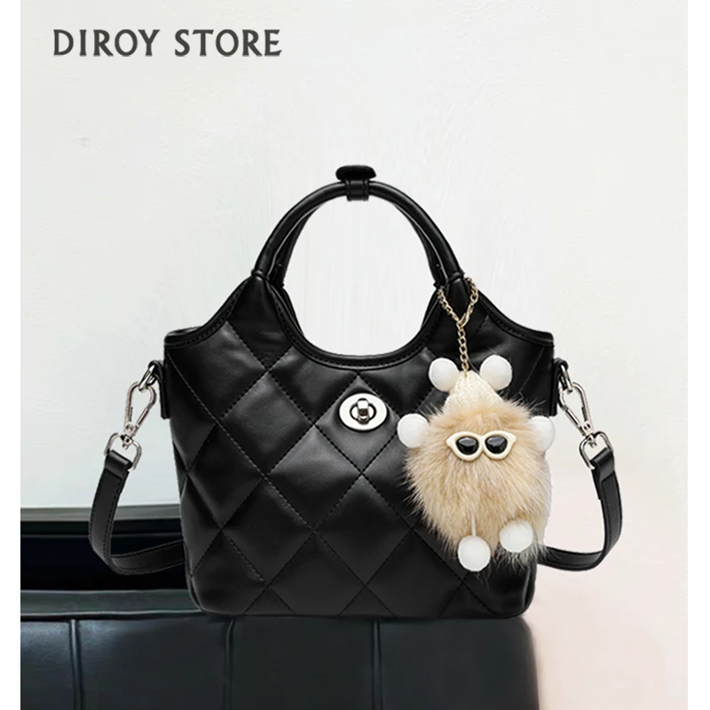 

New luxury women's one-shoulder crossbody basket bucket bag fashionable high-quality bag high-end soft leather diamond handbag