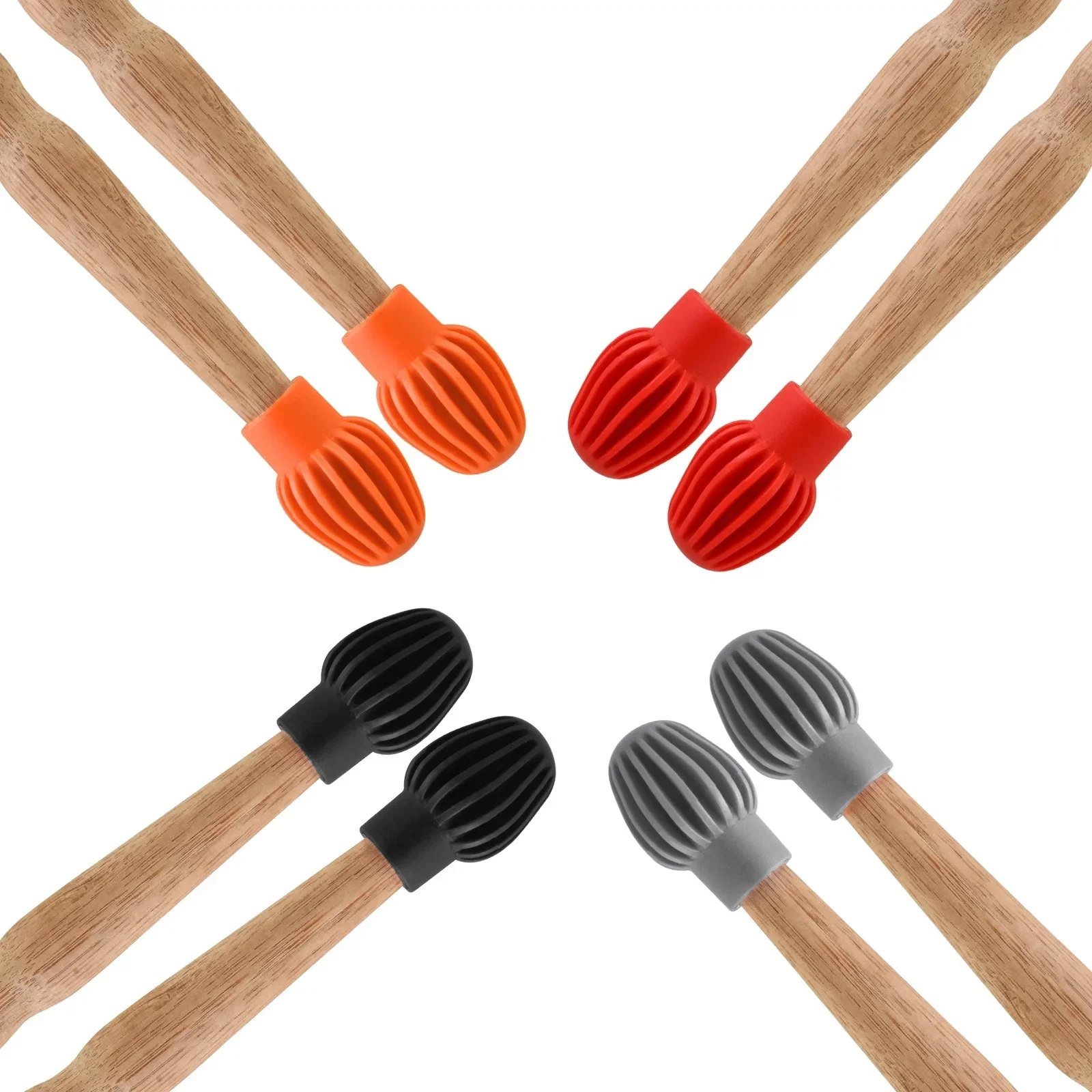 2pcs Drum Stick Caps Silicone Sleeve Weakness Muffler Drumstick Mute Practice Tips for Beginner Percussion Parts