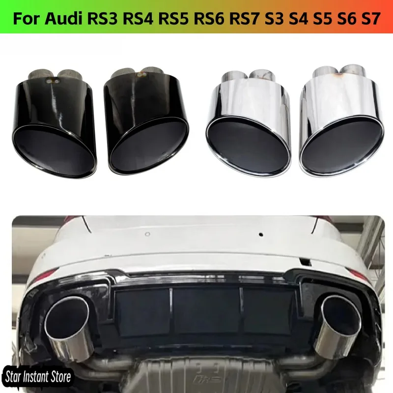 

For Audi RS3 RS4 RS5 RS6 RS7 S3 S4 S5 S6 S7 Stainless Steel Exhaust Tips, Dual Outlet Muffler Pipes