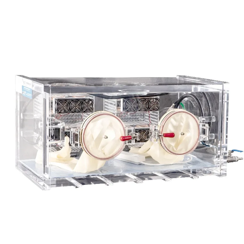 

Acrylic glove box laboratory cochlear implant incubator temperature and humidity real-time monitoring plexiglass seal