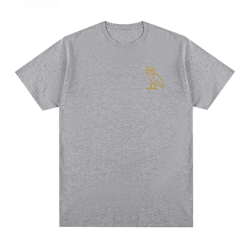 Gold Owl Line Print T-Shirt für Herren und Damen, Rundhalsausschnitt, kurze Ärmel, Polyester, schnelltrocknend, atmungsaktiv, locker geschnitten, lässig, minimalistisches Design. – Detail 5