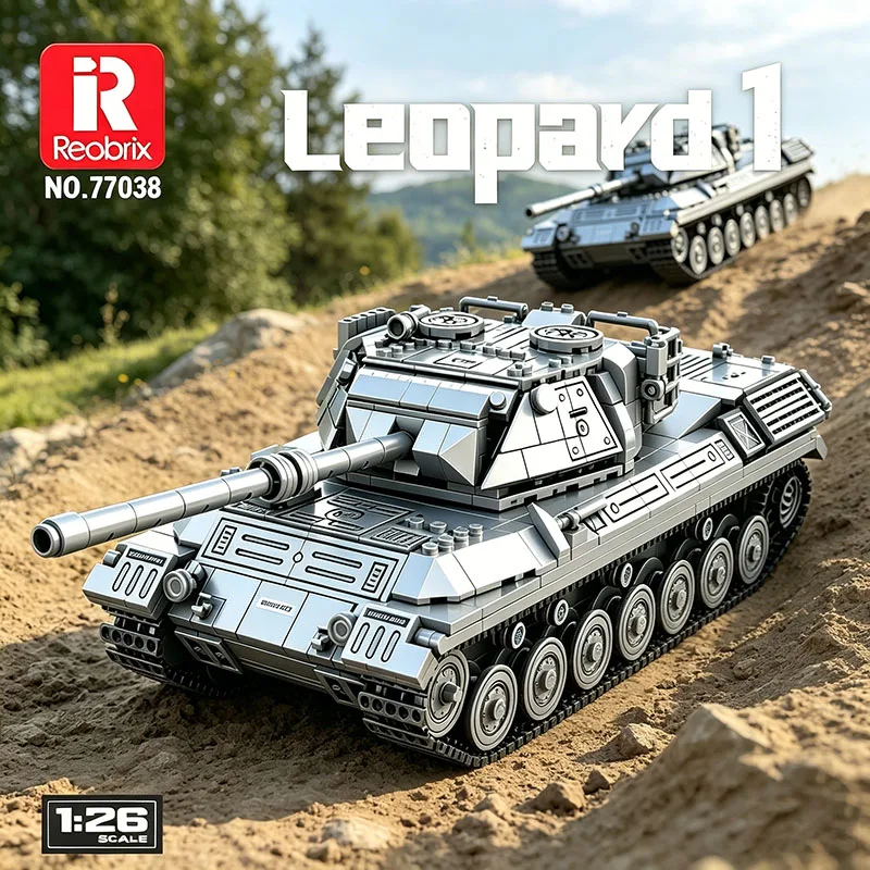 

Конструктор «Танк Леопард-1» (1273 детали), модель из World of Tanks, военная модель, декор для рабочего стола, масштаб 1:26, армейская игрушка, подарок для подростков-геймеров