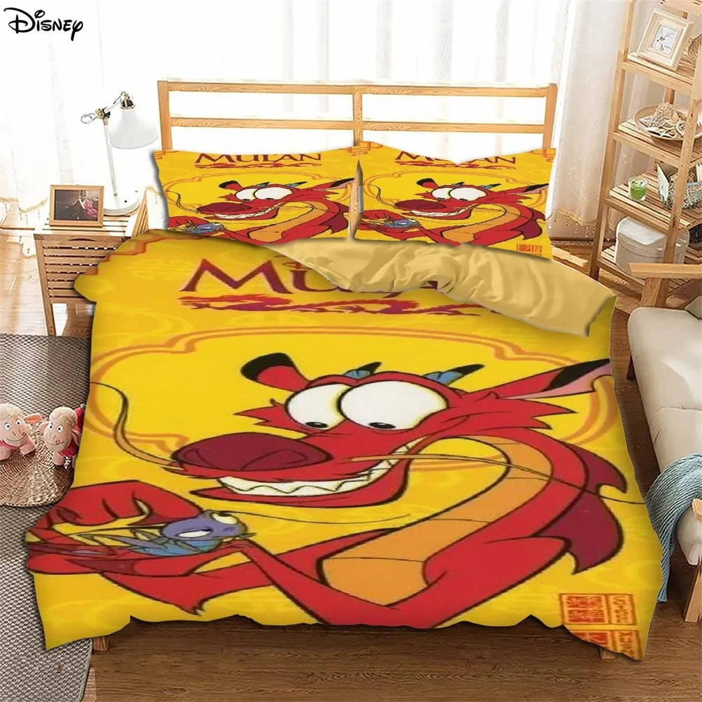 Disney Mulan Princess Bedding Set, EUA, Europa, Reino Unido Tamanho Quilt Cover, Capa de edredão, Pillow Case, Adulto, Children Gift, 2 Pcs, 3 Pcs