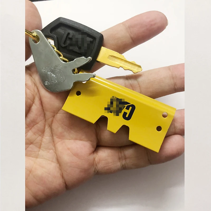 For Caterpillar Excavator Heavy Equipment Keychain F0002 8H5306 5P8500 Ignition Key with Bucket Key Chain