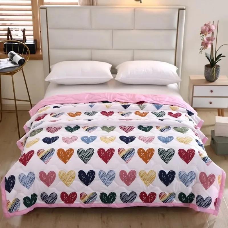 

1PC 100/150/180/200CM Comforter Cute Washable Printed Summer Quilt Soft Comfortable Thin Blanket/Air-Conditioning Quilt 여름